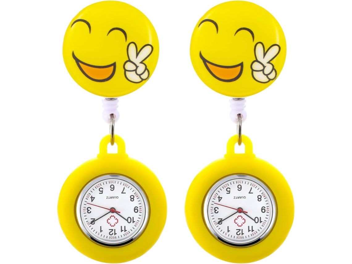 Juego 2 Relojes Bolsillo Aleación Amarillo Enfermeras Diseño Dibujos Animados Fácil Llevar Práctico Reloj