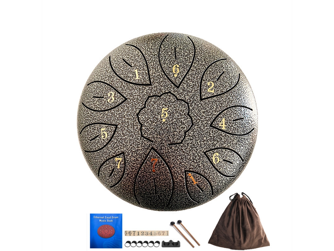 Tambor Handpan Digitallab de 6 pulgadas con 11 notas menores para niños, incluye baquetas (chapado en plata).