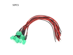 50 Piezas Diodos Led 12v 8mm De Color Verde Y Verde Jade Resaltado Con Cable 20cm 26awg Componentes Electrónicos