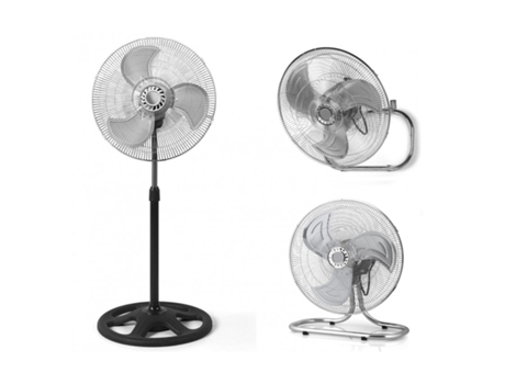Ventilador de pie pared mesa suelo 3 en 1 metálico 18'' aspa aluminio Giratorio Summer