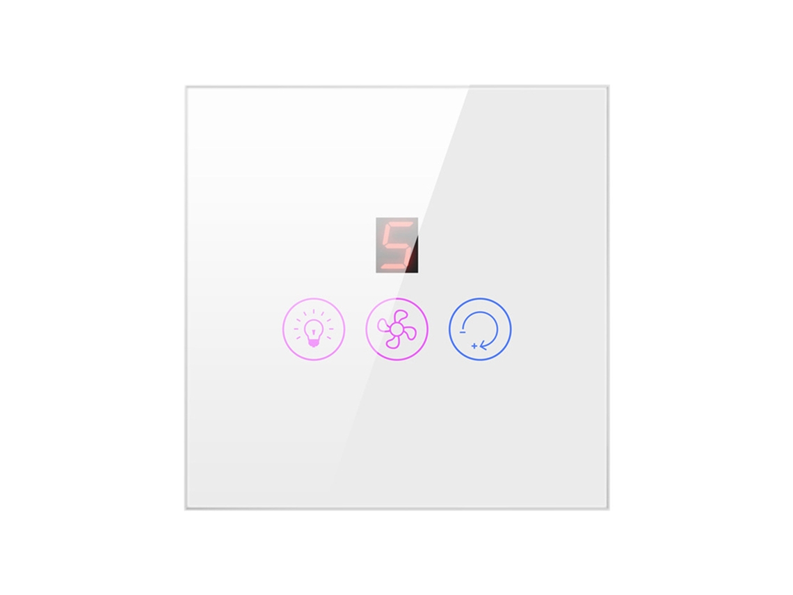 Ventilador inteligente e interruptor de luz con pantalla táctil, control por voz y móvil, compatible con el hogar, ajuste de velocidad Wifi Tuya.