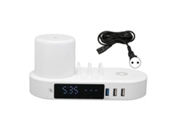 Carregador Sem Fio Relógio Luz Noturna Colorida 6 Interfaces Usb Estação De Carregamento Rápido Controle Táctil