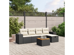 Conjunto de sofás de jardín de 6 piezas DKD Home Decor con cojines de mimbre negros