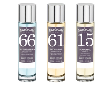 3x Perfume de Hombre Nº66 Nº61 Nº15 150ml CARAVAN