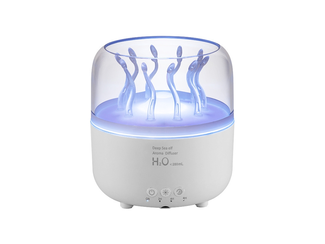 Humidificador de aromaterapia con lámpara de atmósfera Medusa con pulverizador dinámico giratorio MDUG y atomización ultrasónica.