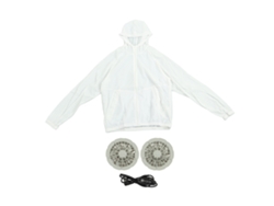 Chaqueta De Refrigeración Con 2 Ventiladores, Protección Solar, 3 Niveles Ajustables Para Trabajar Al Aire Libre En Climas Cálidos, Color Blanco.