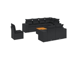 Maison Exclusive - Set De Sofás De Jardín 8 Piezas Y Cojines Ratán Sintético Negro