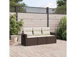 Conjunto de sofá de jardín de 3 piezas con cojines de mimbre marrón de DKD Home Decor