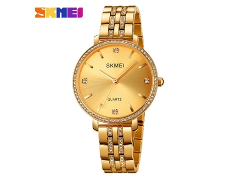 Relojes de Mujer con Pulsera de Acero Inoxidable Relojes Analógicos de Cuarzo y Diamantes Concha Dorada y Esfera Dorada VEANXIN