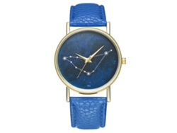 Reloj De Pulsera Unisex Zhoulianfa Con Estampado De Constelaciones Y Correa De Piel Sintética Azul Marino.