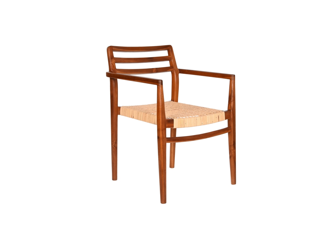 Silla Teca Ratán Marron 58x50x86cm