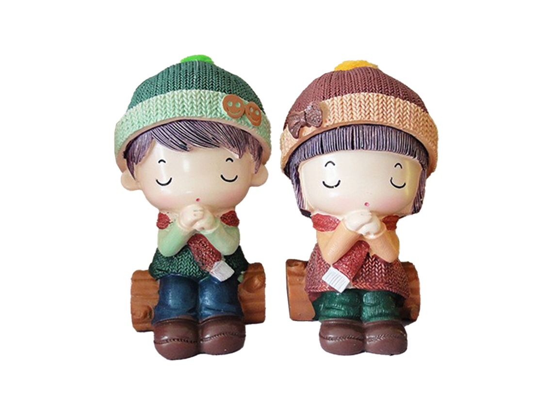 Pareja de muñecas de resina para decoración del hogar - Regalo especial