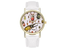 Reloj Analógico De Cuarzo Para Hombre Y Mujer Con Correa De Cuero Pu Zhoulianfa (blanco)