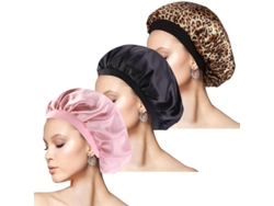 3 Gorros De Dormir De Seda Satinada, Gorro De Seda Con Banda Ancha Para El Cabello Nocturno