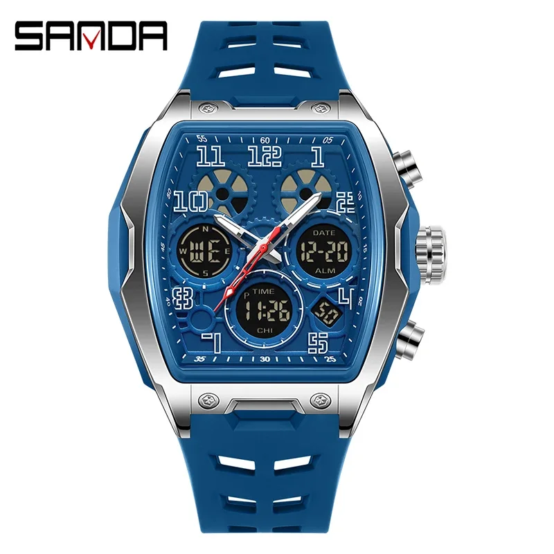 Elegante reloj deportivo electrónico multifuncional para hombre con fecha, alarma, temporizador de cuenta regresiva y resistencia al agua. MDUG