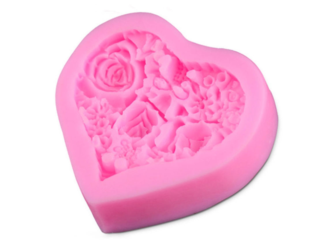 Moldes de silicona en forma de corazón, lavables, resistentes al calor, color rosa, para chocolate y postres