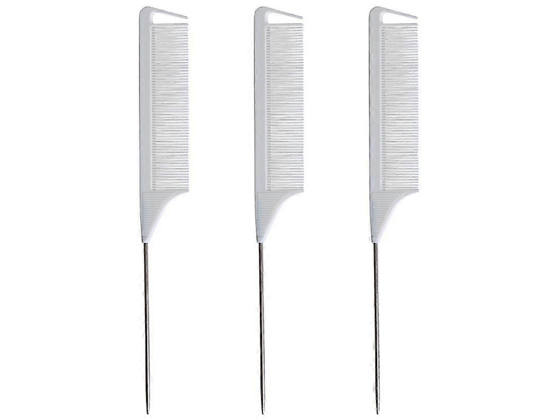 Peine de 3 piezas para trenzas, peine de cola de rata, púas de acero, púas de fibra de carbono, peines con púas de acero inestables