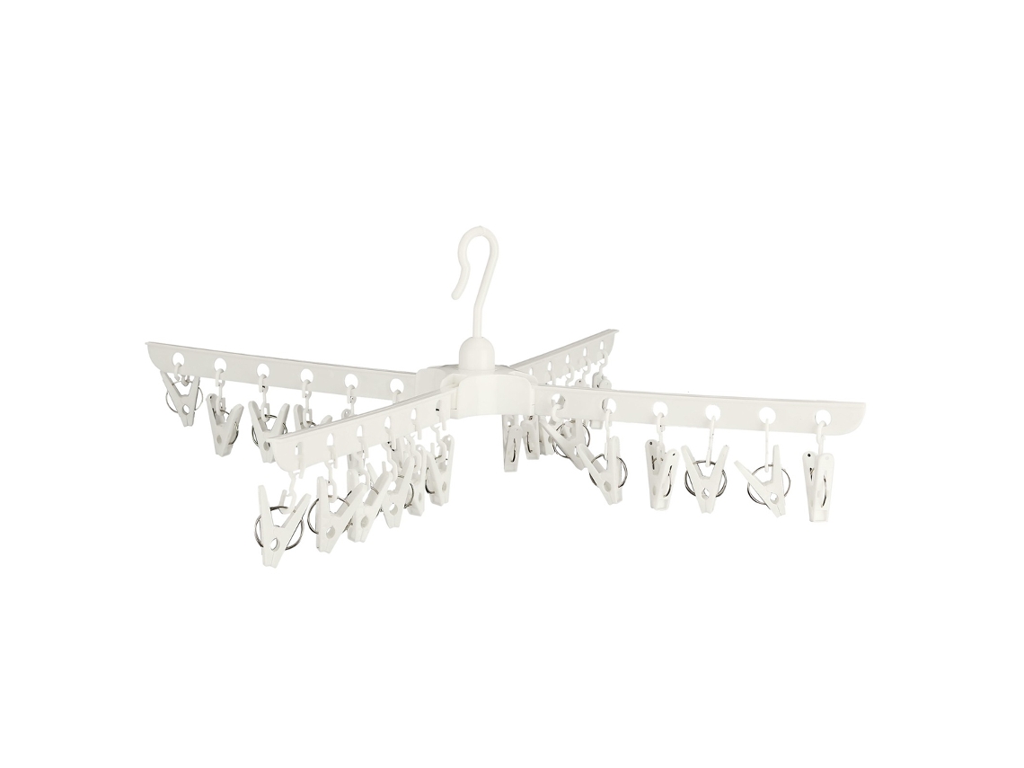 Perchas multifunción para ropa de bebé, tendedero plegable con 24 pinzas y protección contra el viento.