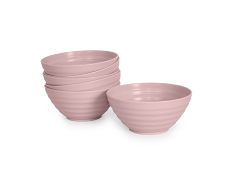 Juego de 6 Cuencos Clásicos Reutilizables PLASTIC FORTE (Rosa - 570 Ml)