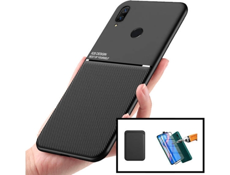 Kit Carcasa y Protector Huawei P Smart Z PHONECARE Magnetic Lux, Magentic Wallet 5D Full Cover Negro