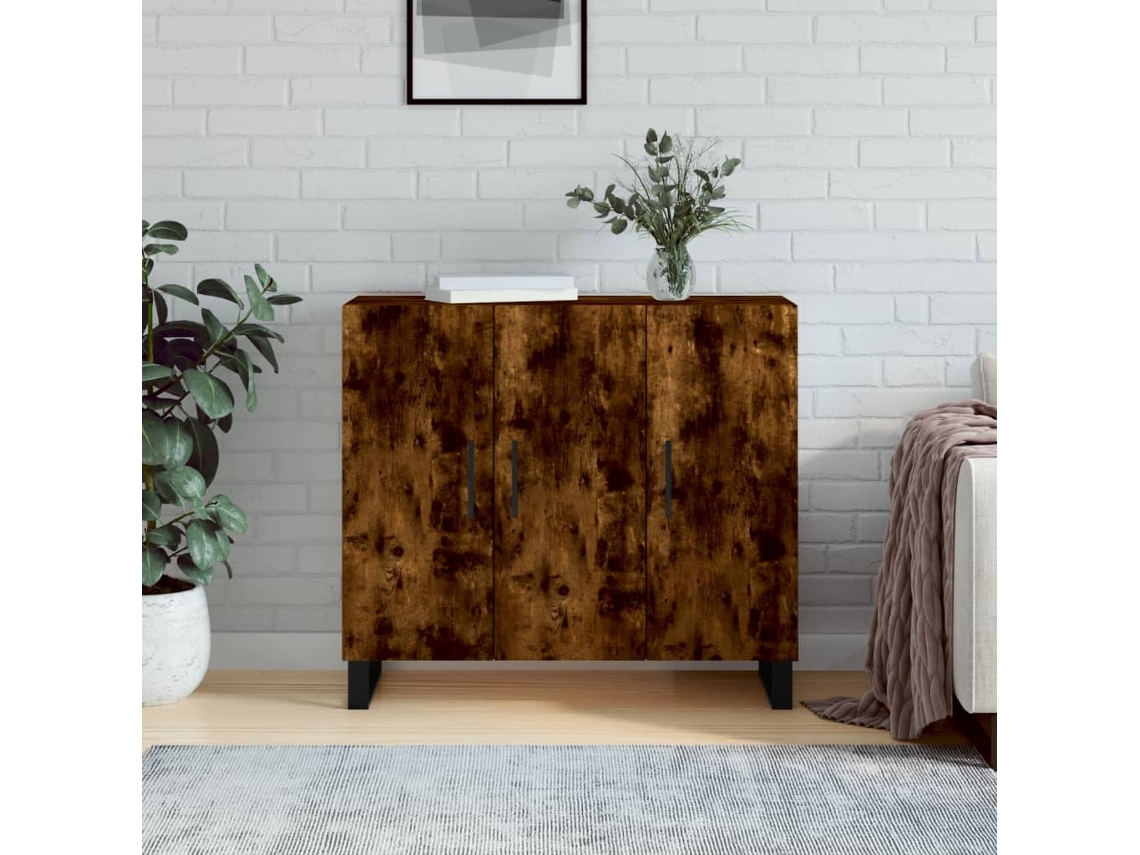 Aparador De Madera De Ingeniería Roble Ahumado 90x34x80 Cm