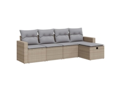 Conjunto 5 De Sofá De Jardín VIDAXL Beige Poli Ratán