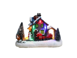 Bj - Enfeite de Natal em Resina com Casinha de Vila e Luzes de LED - Decoração de Presente de Natal