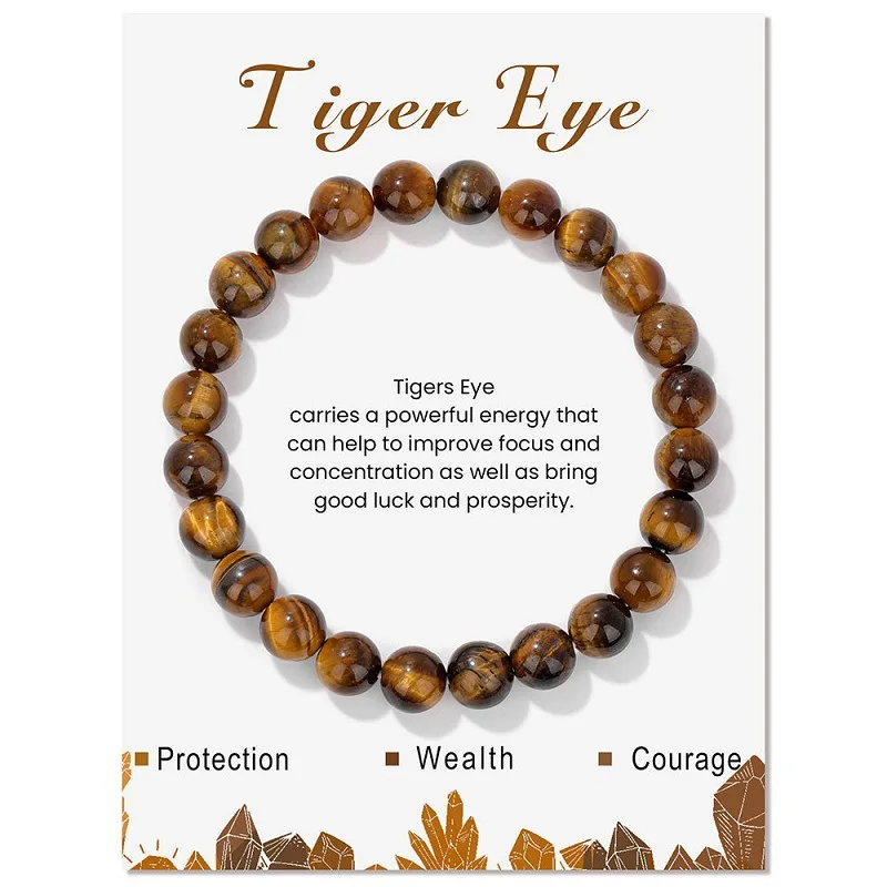 Pulsera de hematita magnética natural, joyería de meditación de chakras MDUG (ojo de tigre, 21 cm)