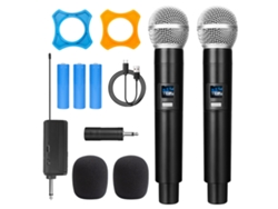Micrófono de Karaoke MDUG Inalámbrico Recargable de Mano Doble con Receptor (Doble Pieza) 