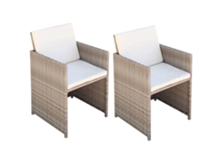 Sillas de jardín de dos piezas DKD Home Decor con cojines y almohadas en ratán beige