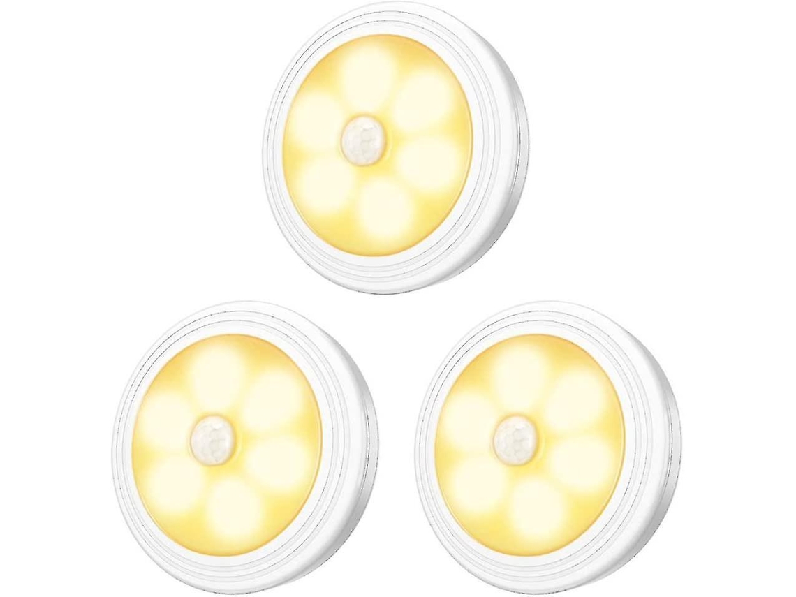 Rebe-3pcs Luces Led Para Armarios Con Base Magnética Y Detector De Movimiento Automático