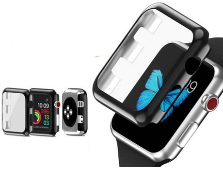 Carcasa y Protector de Pantalla Vidrio Apple Watch Series 5 G4M 44mm Transparente, Negro