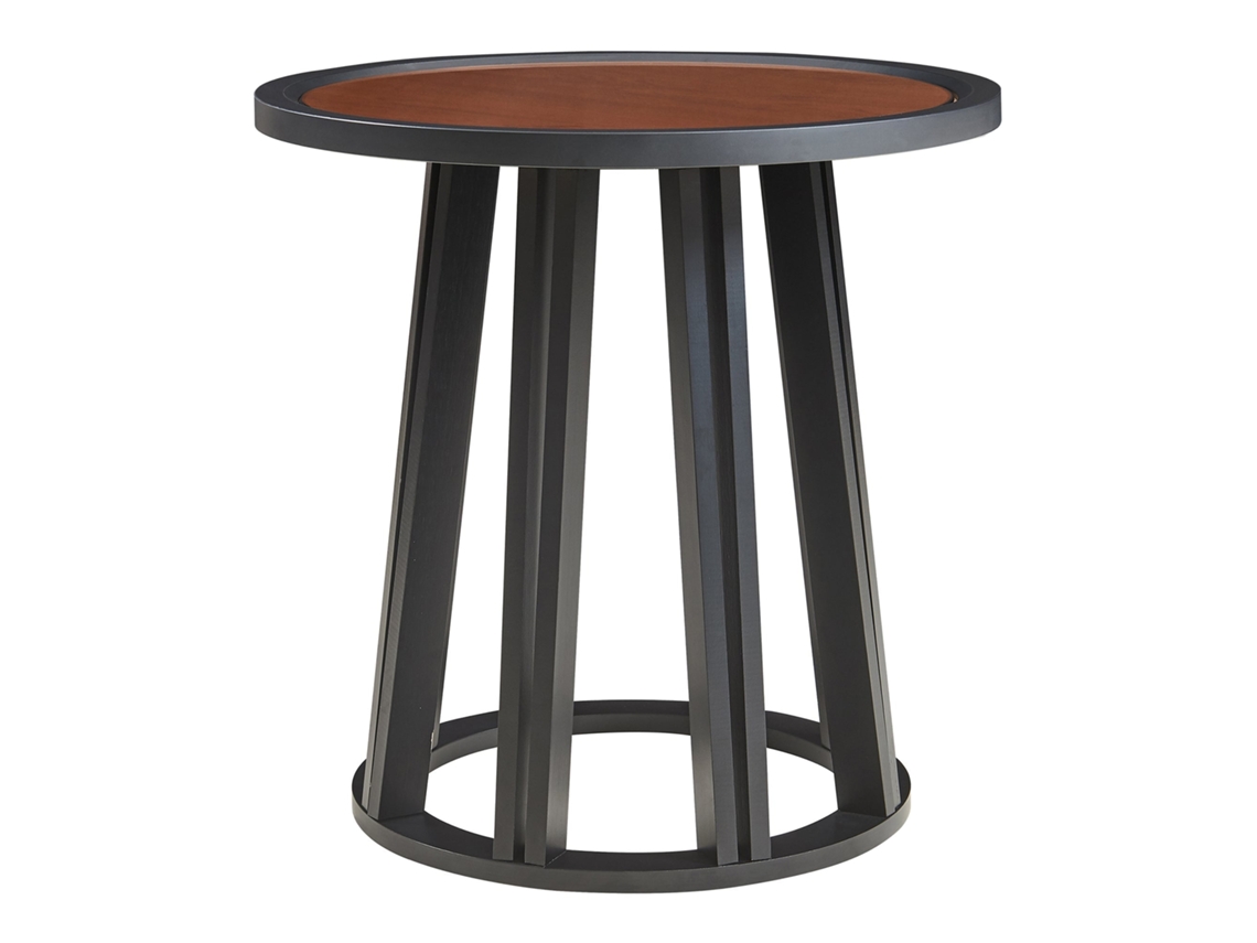Mesa Auxiliar Burgess Tablero Redondo 51xø51cm Nogal/negro en.casa