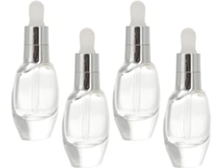 Frascos Cuentagotas Plateados, Juego De 4 Frascos De Vidrio Recargables, Fáciles De Apretar, 30 Ml
