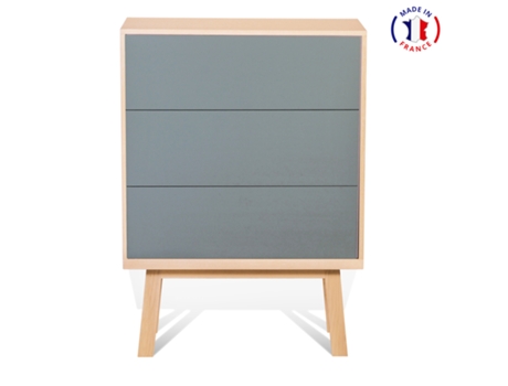 Cómoda MON PETIT MEUBLE FRANÇAIS con 3 Cajones (Blanco Balisson - Madera - 90 x 125 x 46 cm)