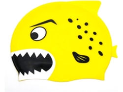 Gorro de natación amarillo de silicona con forma de pez
