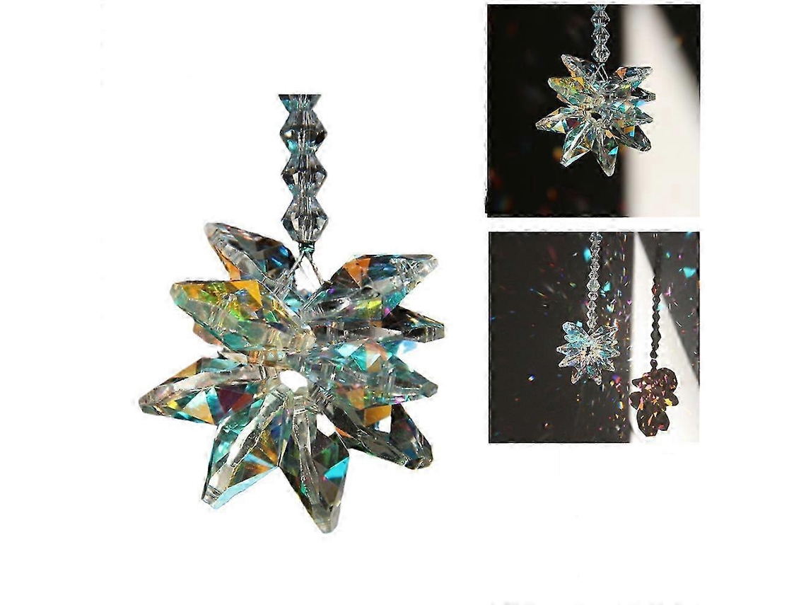 Colgante de cristal en forma de copo de nieve, creador de arcoíris, decoración para ventana.