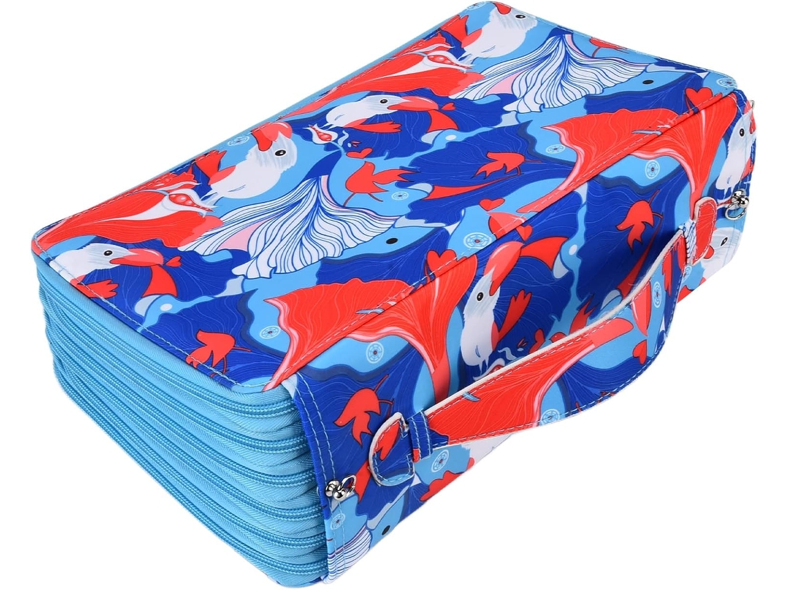Estuche Portátil Rosa Para Lápices, Gran Capacidad, Exquisita Artesanía, 120 Ranuras, Para La Escuela (azul)