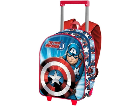 Mochila con Trolleys CAPITÁO AMÉRICA First 3D Pequeña (Azul - 31x26x11cm)