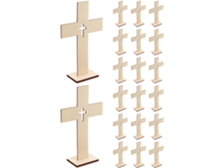 Cruces decorativas de madera natural, 20 piezas, tamaño 6, decoración rústica, accesorio versátil para oficina GOKOCO