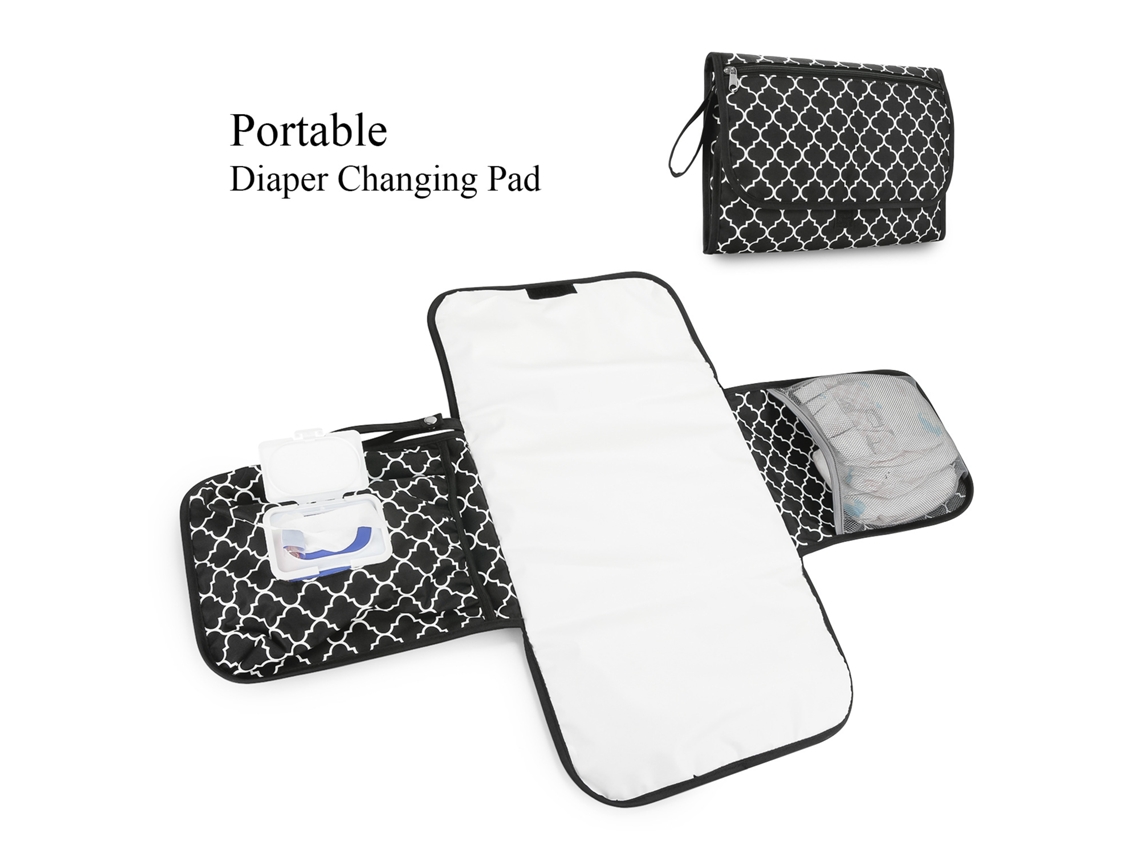 Bolsa cambiadora portátil para bebé, impermeable, plegable, de viaje (negra)