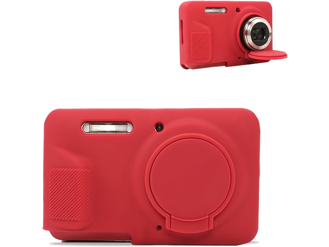 Funda de silicona para Kodak Pixpro Fz55 con tapa de lente extraíble, roja GERTIZ