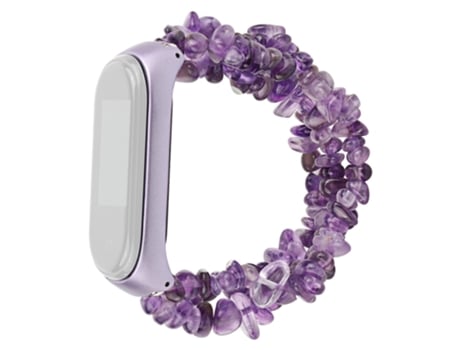 Correa de cuentas trenzadas piedras naturales para Xiaomi Mi Band 3/4 - purpúreo