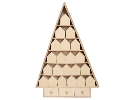 Calendario de Adviento abeto de madera 52 x 35 cm
