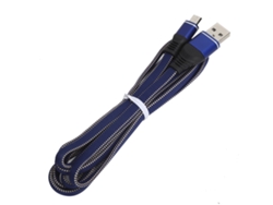 Cabo De Carregamento Rápido Micro Usb Trançado De Nylon Para Celulares Android Azul 1,7m 2,4a