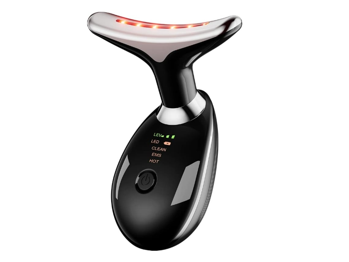 Masajeador facial Chennnls Es 1081, dispositivo antiarrugas para el cuidado de la piel del cuello y el rostro, mejora y reafirma. Negro.