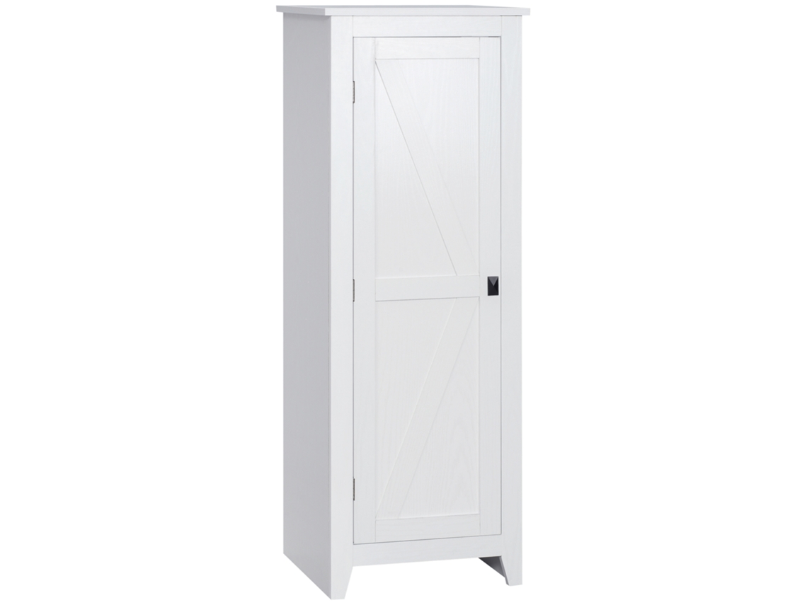 Mueble De Almacenamiento Para Cocina , Mueble De Baño, Estilo Clásico Que Ahorra Espacio Con 3 Estantes Ajustables - Altura 120 Cm, Madera Blanca