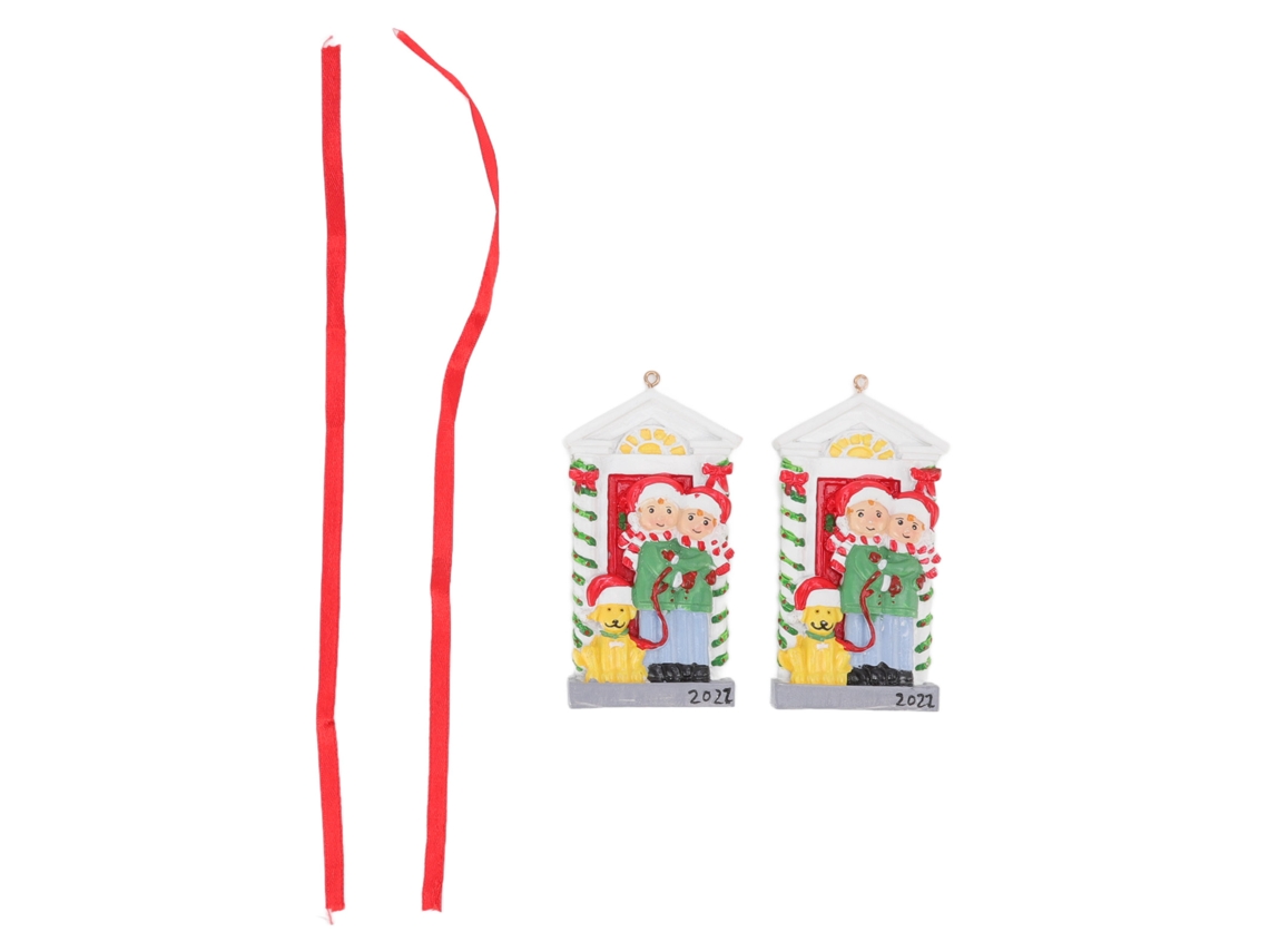 Adorno De Árbol De Navidad Resistente Al Clima De Resina Pintado A Mano 2pcs Para Jardín Patio