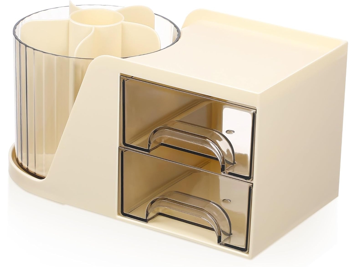 Caja De Almacenamiento De Escritorio Con Múltiples Compartimentos Y Organizador Doble Para Bolígrafos.
