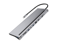 Estación de acoplamiento multipuerto Bestvite 11 en 1 para portátil con USB-C 4K, HDMI, VGA, SD, MicroSD y puerto de 3,5 mm para MacBook (gris)
